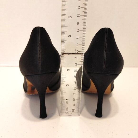 Enzo Angiolini Satin Peep Toe Pumps Crisscross Strap Leather Sole Womens 6.5M - Picture 5 of 7